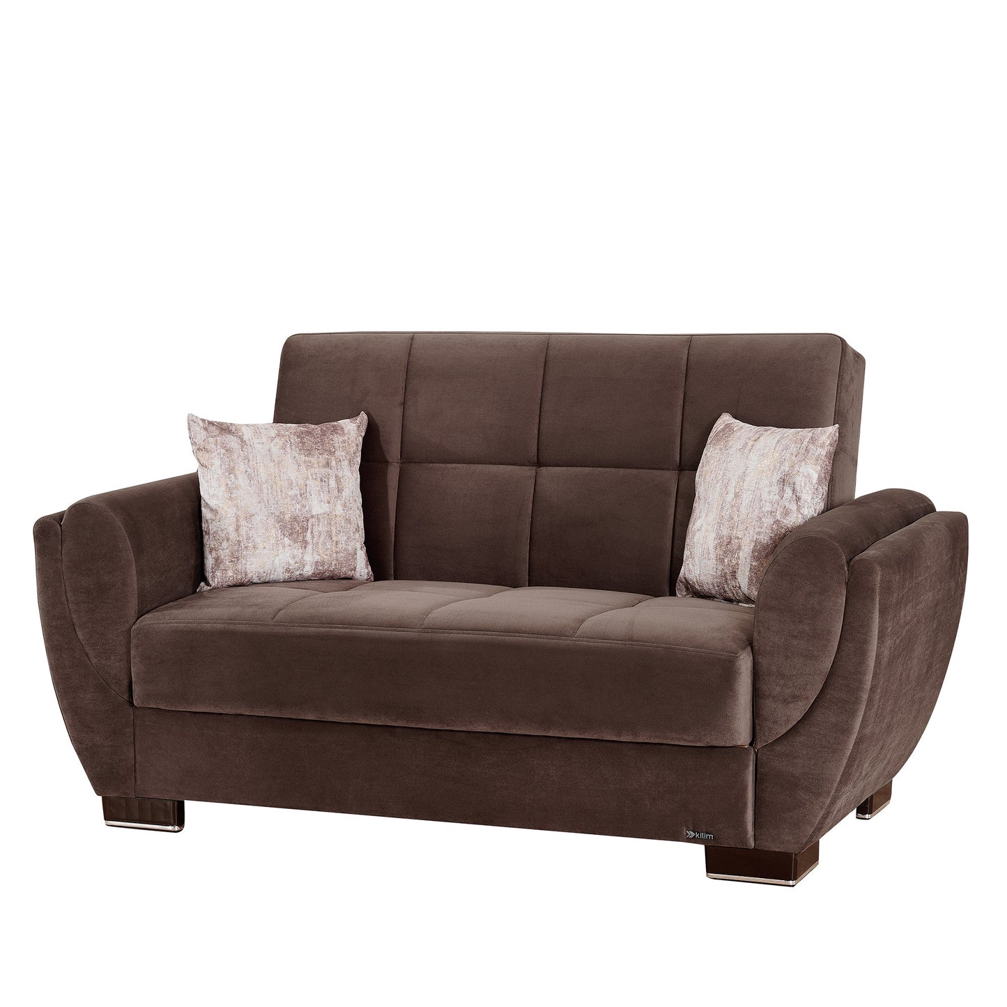 Armada Air Upholstered Convertible Loveseat with Storage Brown Microfiber