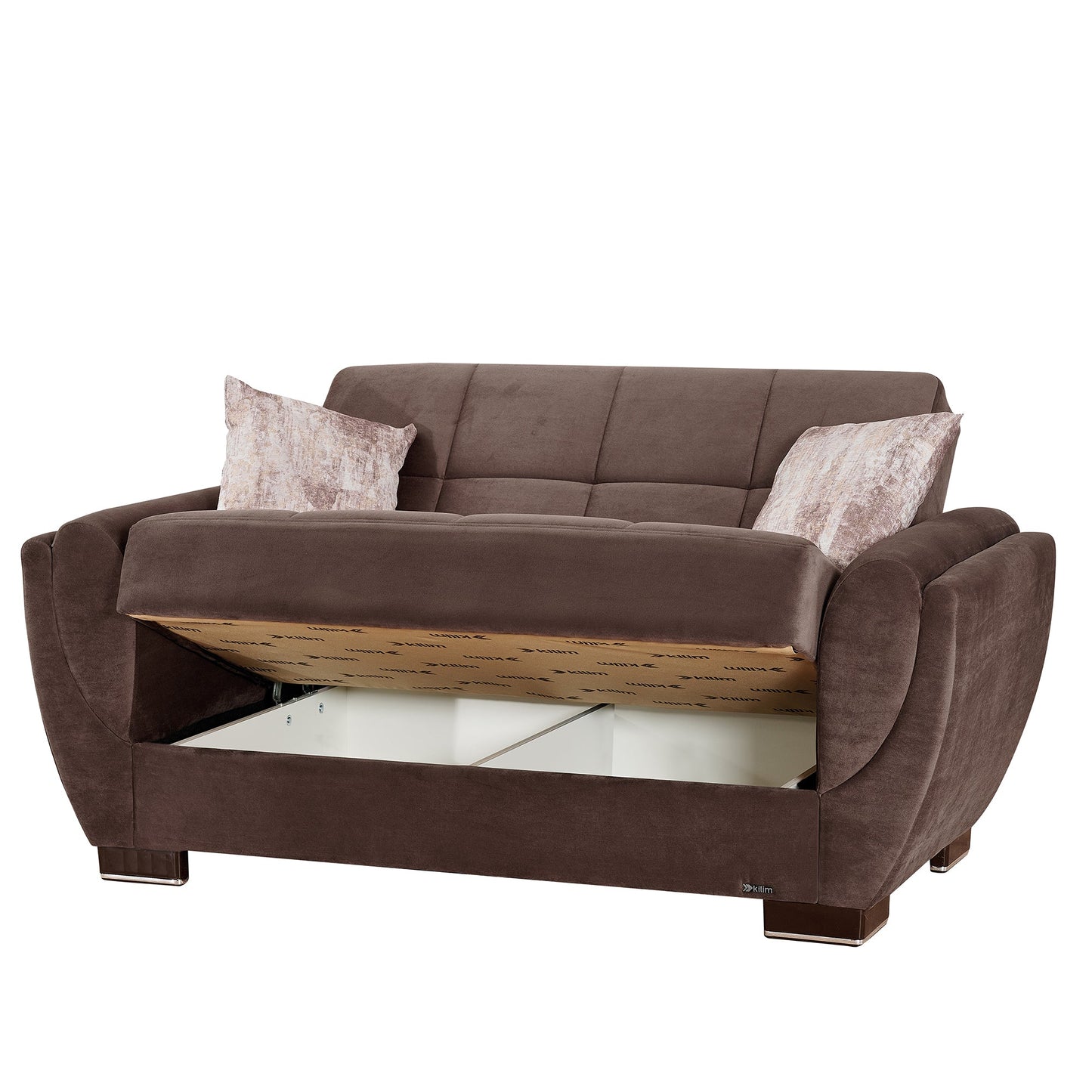 Armada Air Upholstered Convertible Loveseat with Storage Brown Microfiber