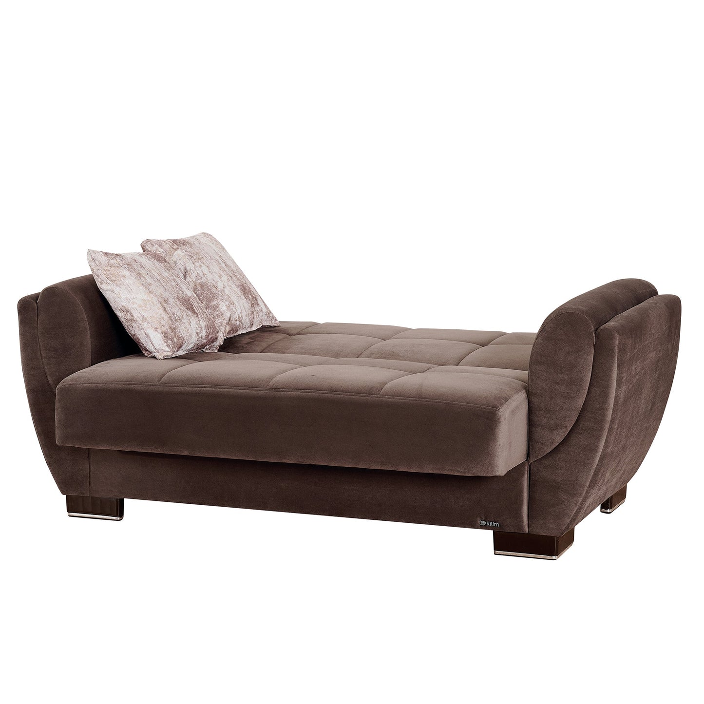 Armada Air Upholstered Convertible Loveseat with Storage Brown Microfiber