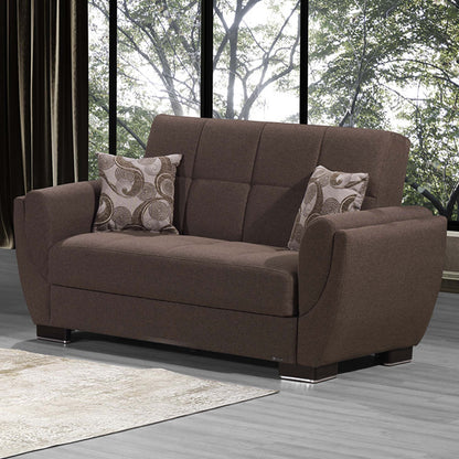 Armada Air Upholstered Convertible Loveseat with Storage Brown Polyester