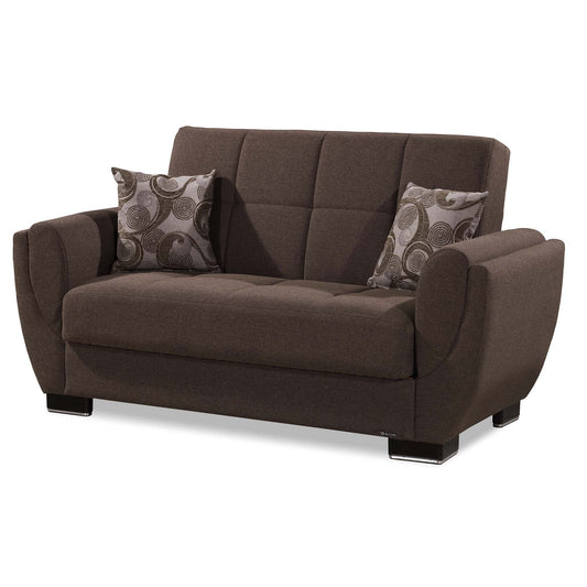 Armada Air Upholstered Convertible Loveseat with Storage Brown Polyester