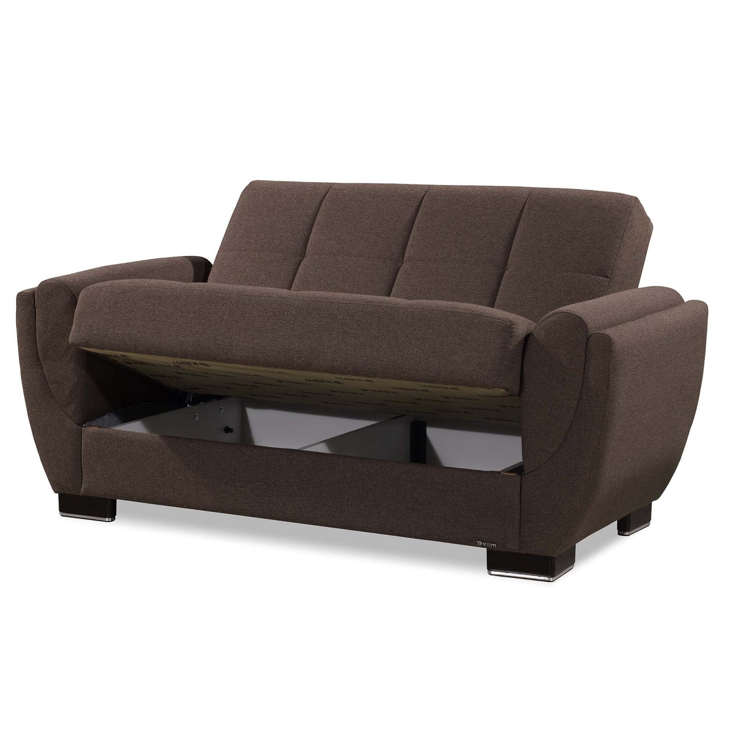 Armada Air Upholstered Convertible Loveseat with Storage Brown Polyester