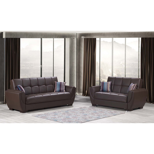 Armada Air Upholstered Convertible Loveseat with Storage Brown-PU