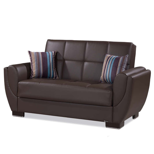 Armada Air Upholstered Convertible Loveseat with Storage Brown-PU