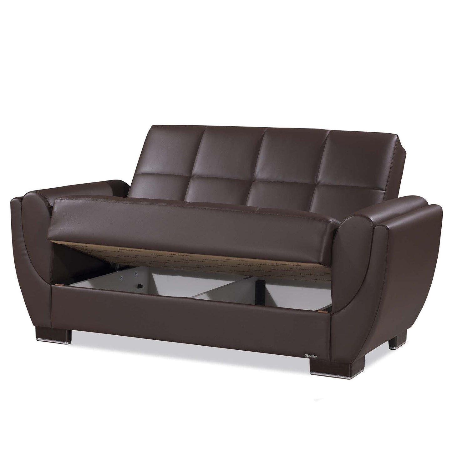 Armada Air Upholstered Convertible Loveseat with Storage Brown-PU