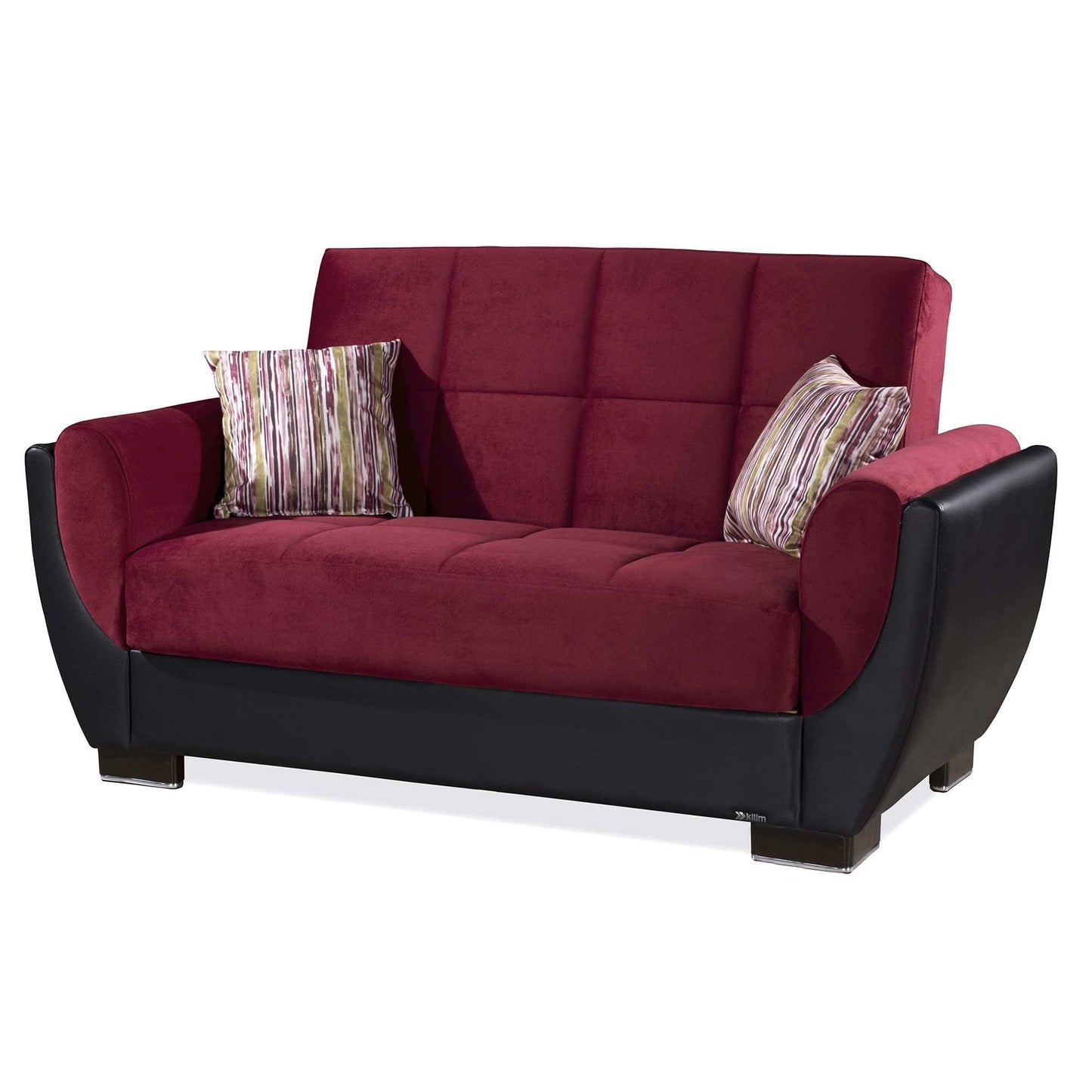 Armada Air Upholstered Convertible Loveseat with Storage Burgundy/Black-PU Microfiber