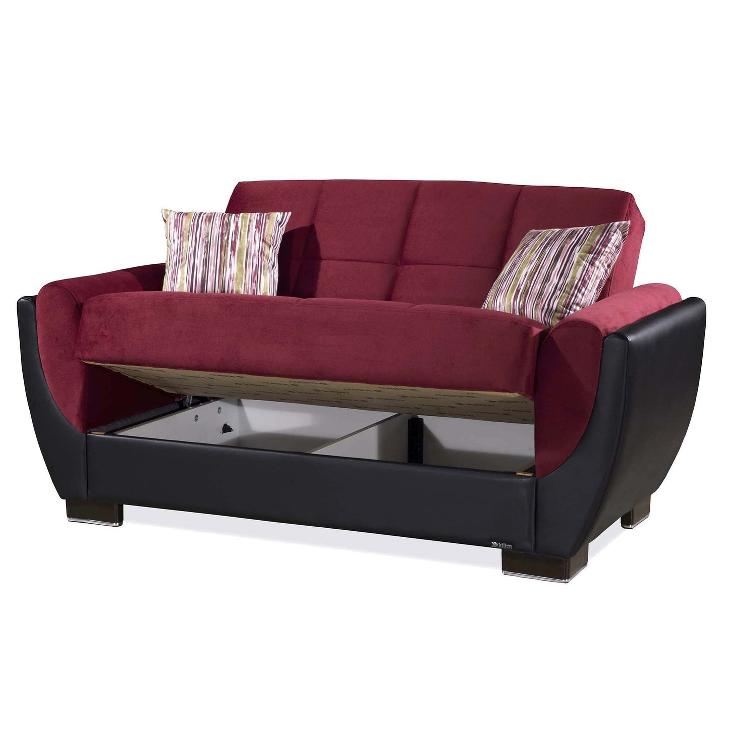 Armada Air Upholstered Convertible Loveseat with Storage Burgundy/Black-PU Microfiber