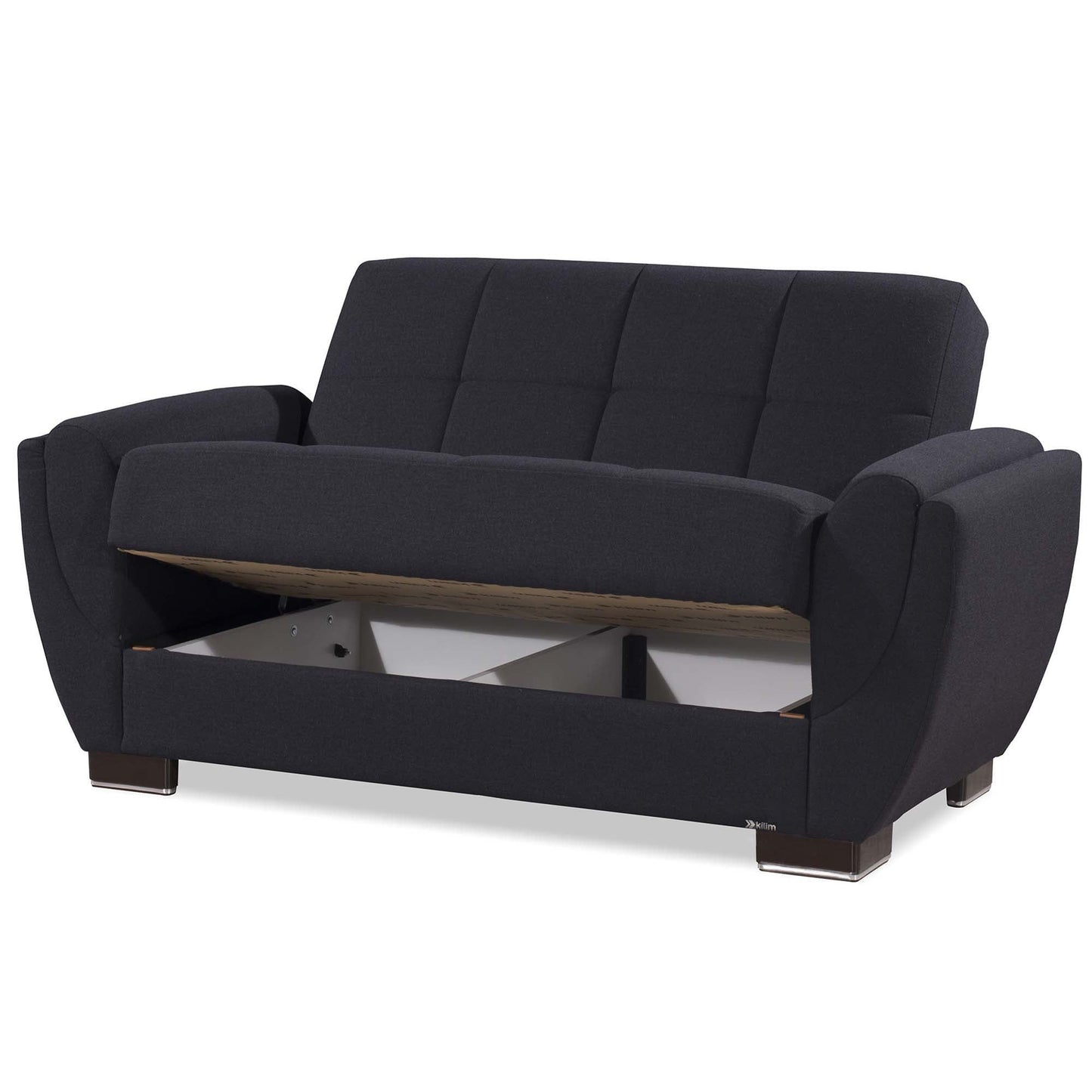 Armada Air Upholstered Convertible Loveseat with Storage Dark Blue Polyester