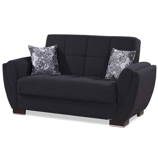 Armada Air Upholstered Convertible Loveseat with Storage Dark Blue Polyester