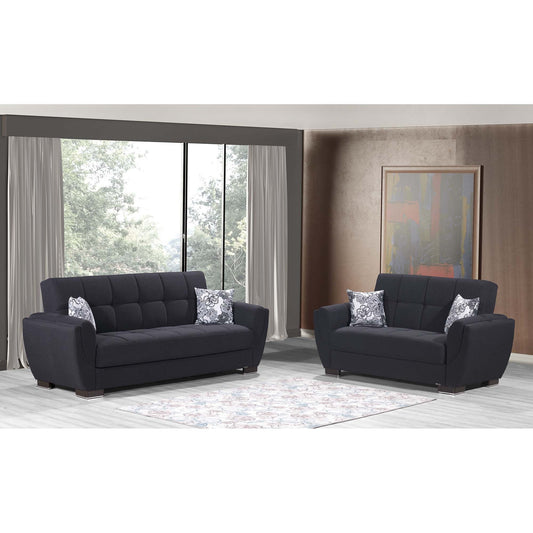 Armada Air Upholstered Convertible Loveseat with Storage Dark Blue Polyester