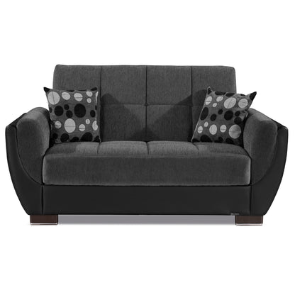 Armada Air Upholstered Convertible Loveseat with Storage Grey/Black-PU Chenille