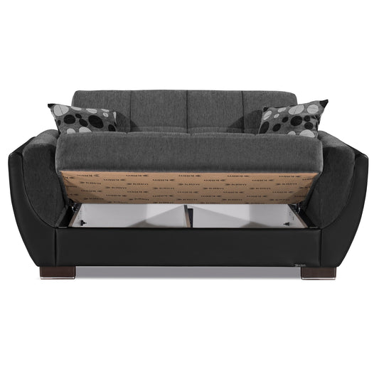 Armada Air Upholstered Convertible Loveseat with Storage Grey/Black-PU Chenille