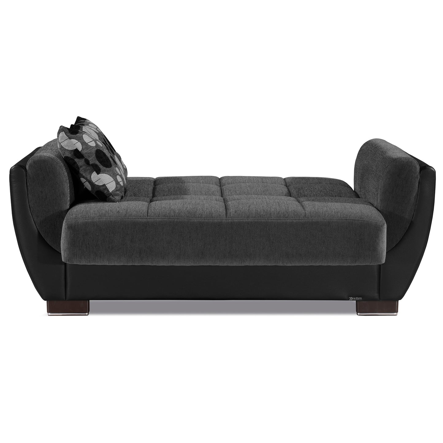 Armada Air Upholstered Convertible Loveseat with Storage Grey/Black-PU Chenille