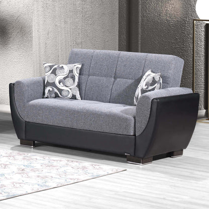 Armada Air Upholstered Convertible Loveseat with Storage Grey/Black-PU Polyester