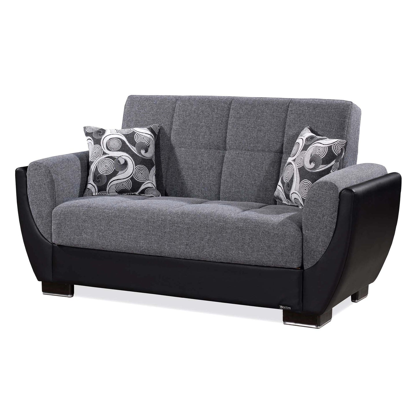 Armada Air Upholstered Convertible Loveseat with Storage Grey/Black-PU Polyester