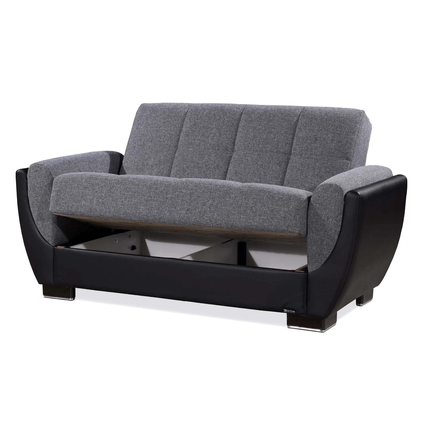 Armada Air Upholstered Convertible Loveseat with Storage Grey/Black-PU Polyester