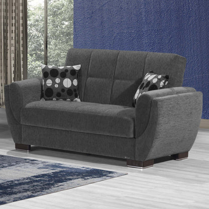 Armada Air Upholstered Convertible Loveseat with Storage Grey Chenille