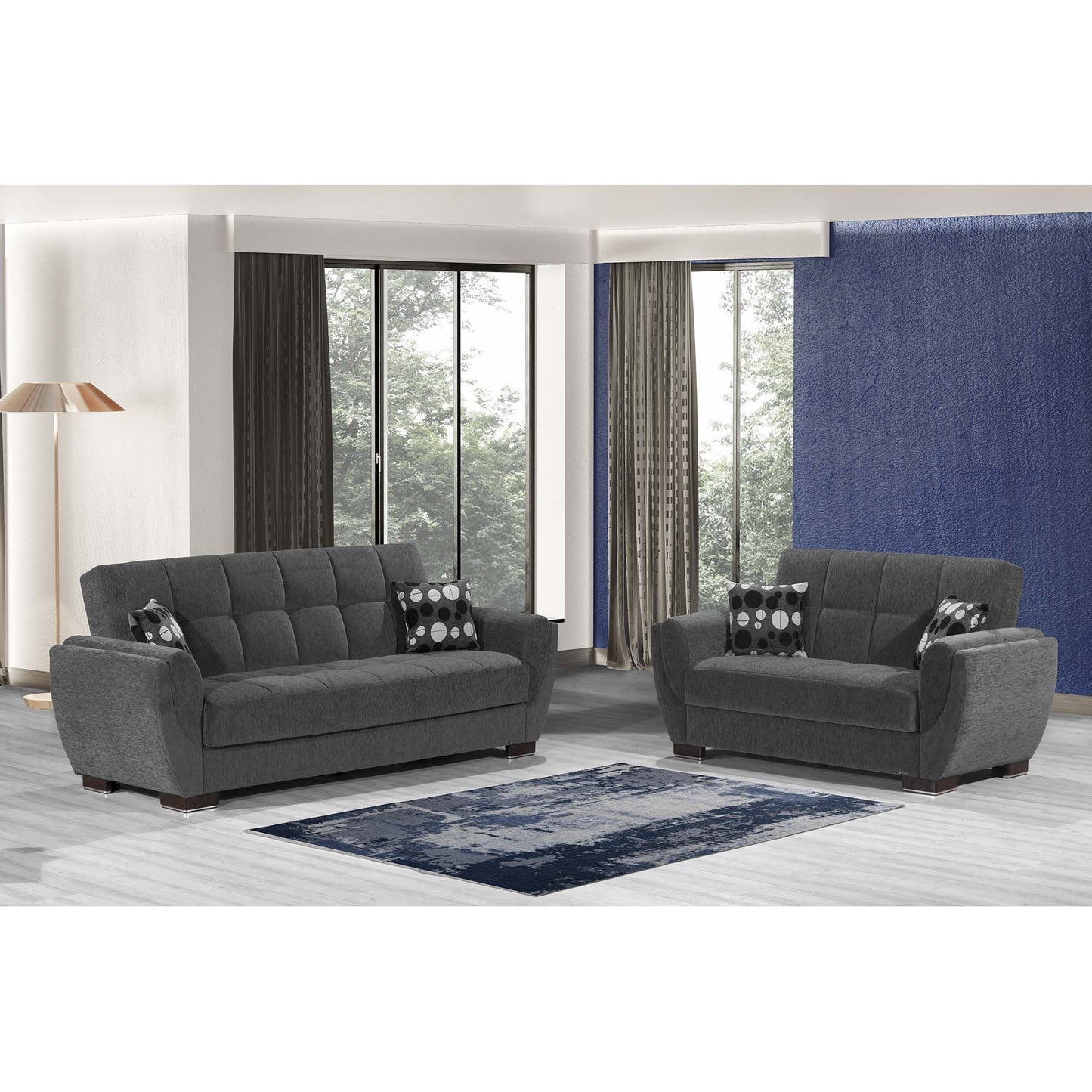 Armada Air Upholstered Convertible Loveseat with Storage Grey Chenille