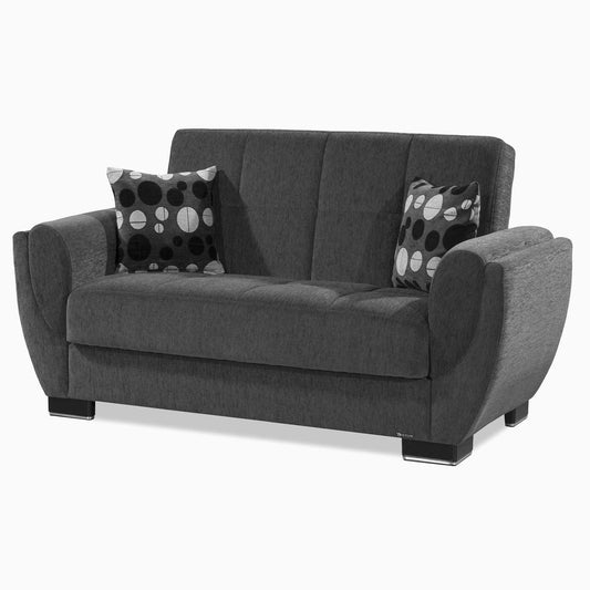 Armada Air Upholstered Convertible Loveseat with Storage Grey Chenille