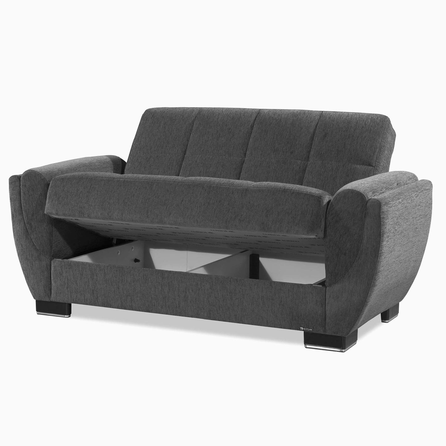 Armada Air Upholstered Convertible Loveseat with Storage Grey Chenille