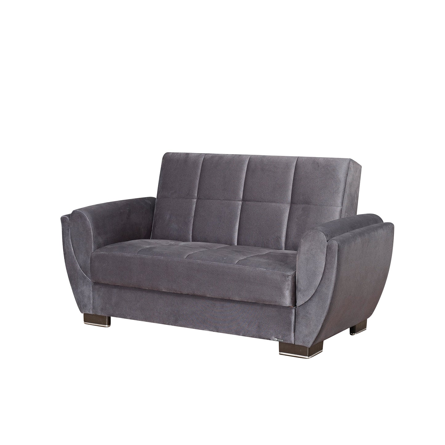 Armada Air Upholstered Convertible Loveseat with Storage Grey Microfiber