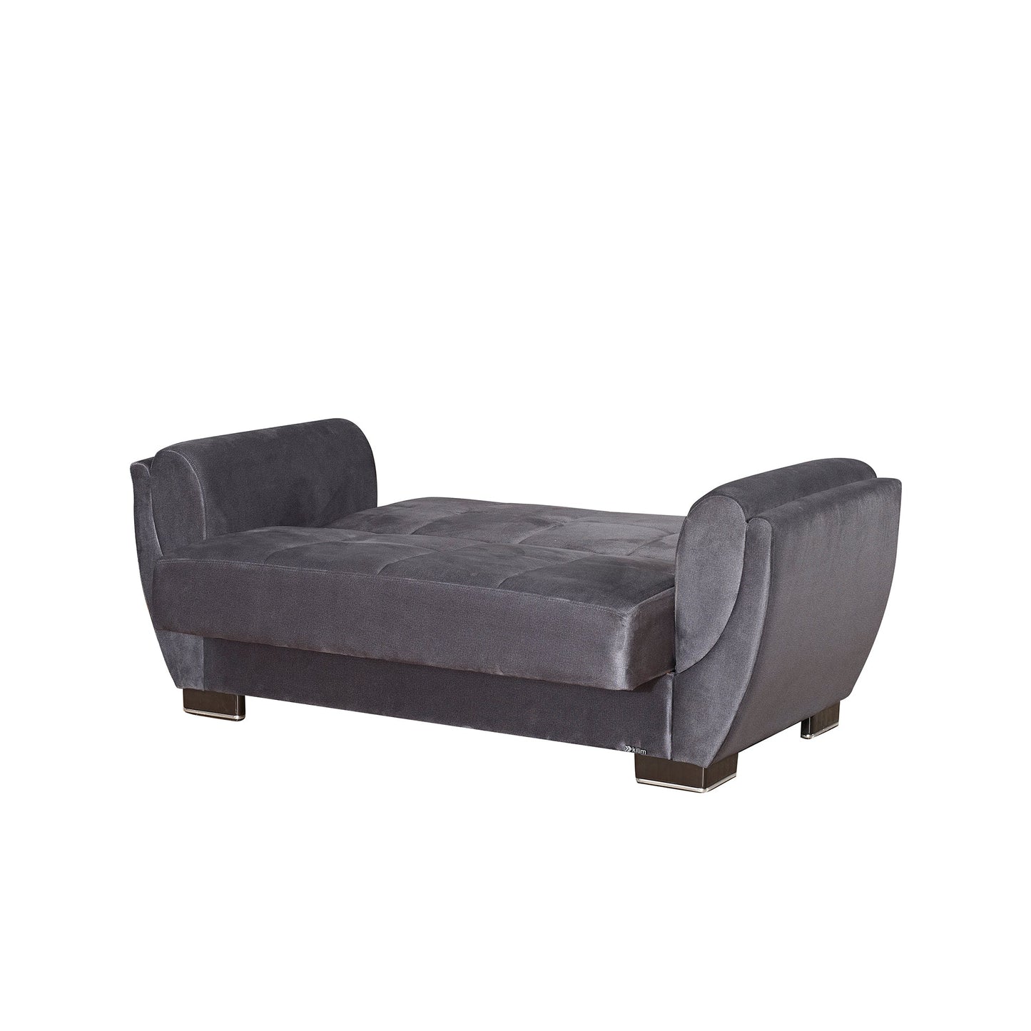 Armada Air Upholstered Convertible Loveseat with Storage Grey Microfiber