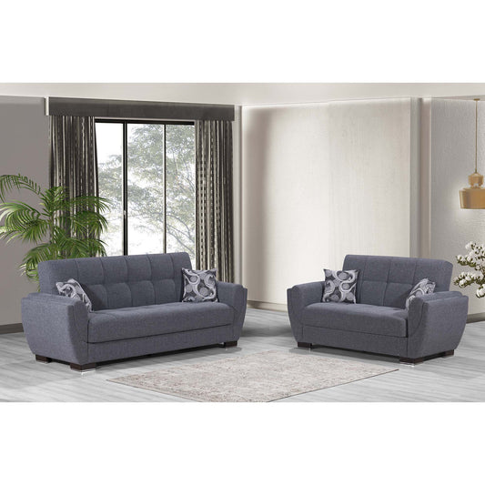 Armada Air Upholstered Convertible Loveseat with Storage Grey Polyester