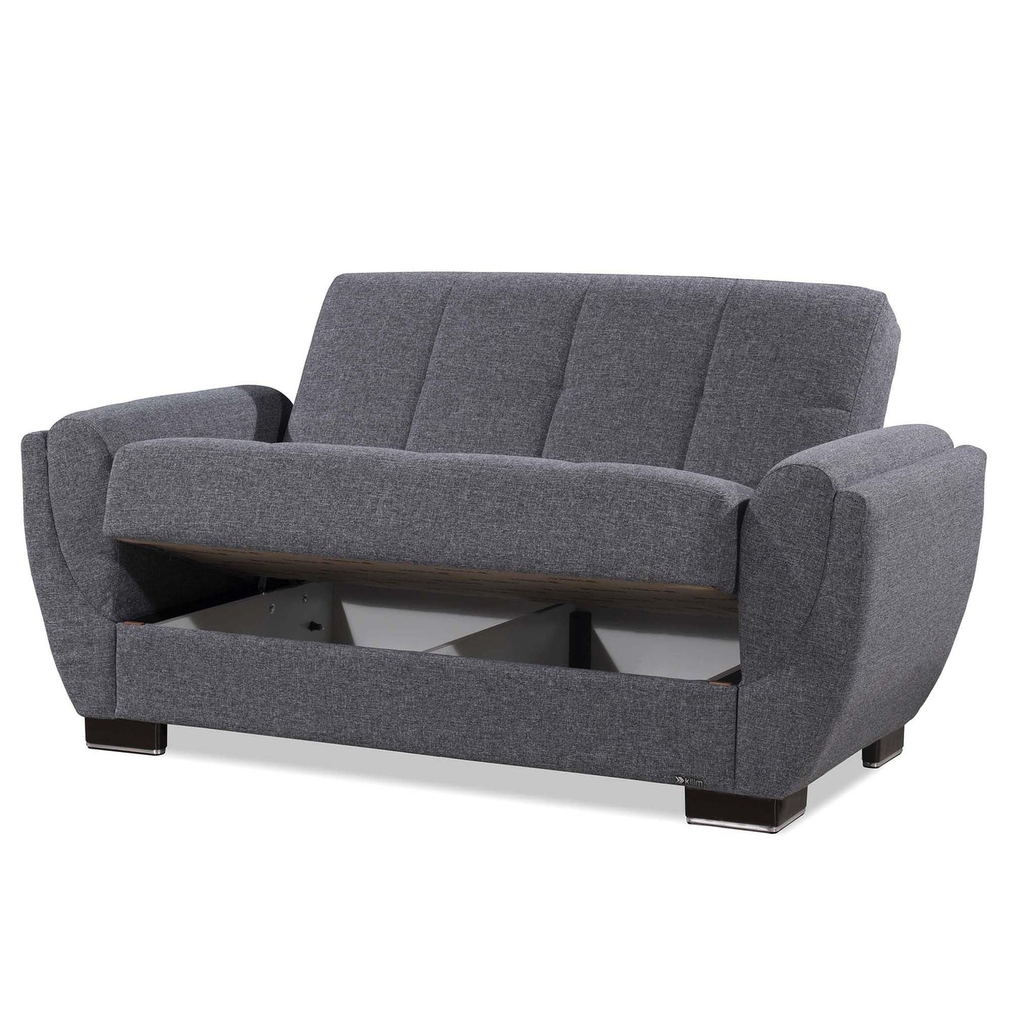 Armada Air Upholstered Convertible Loveseat with Storage Grey Polyester