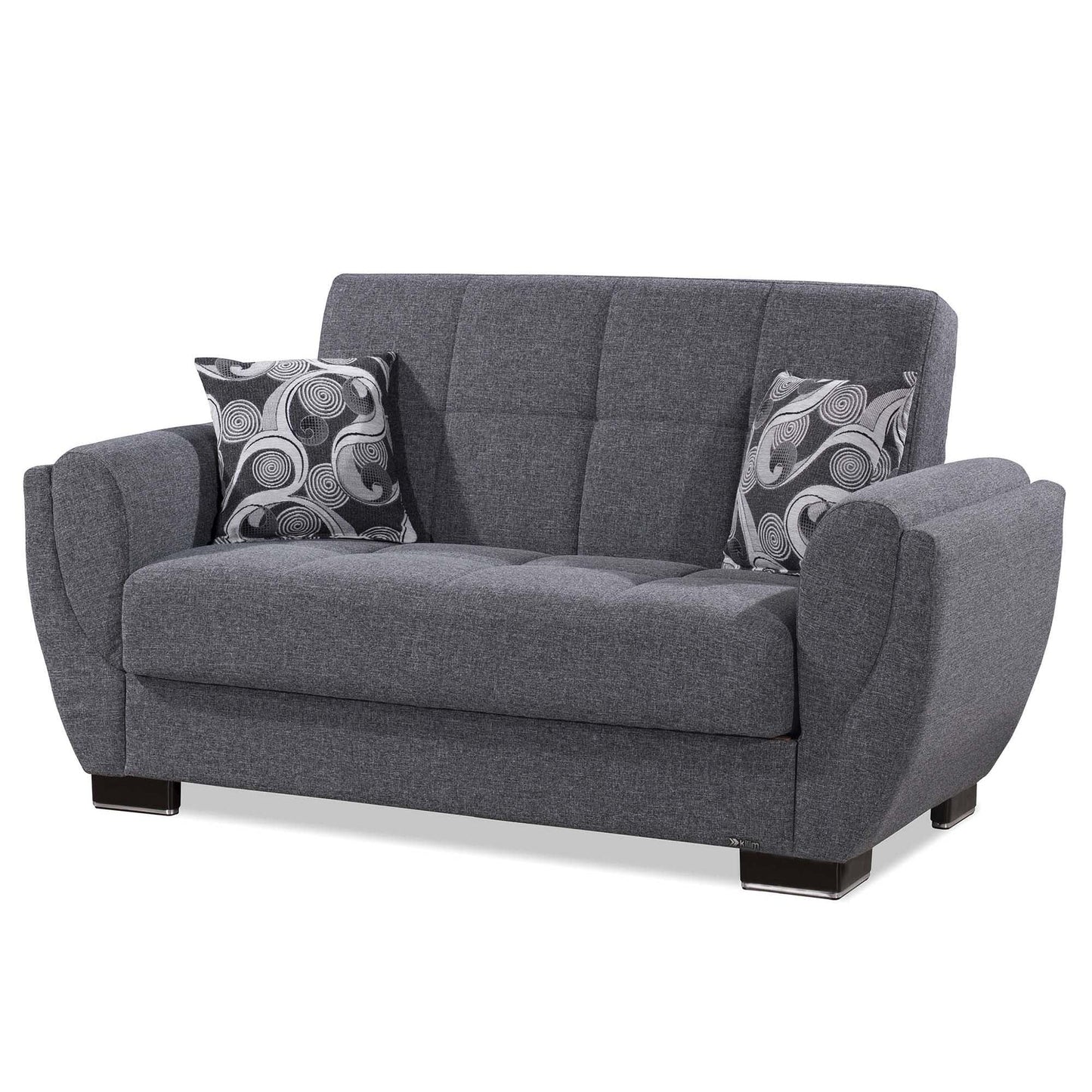 Armada Air Upholstered Convertible Loveseat with Storage Grey Polyester