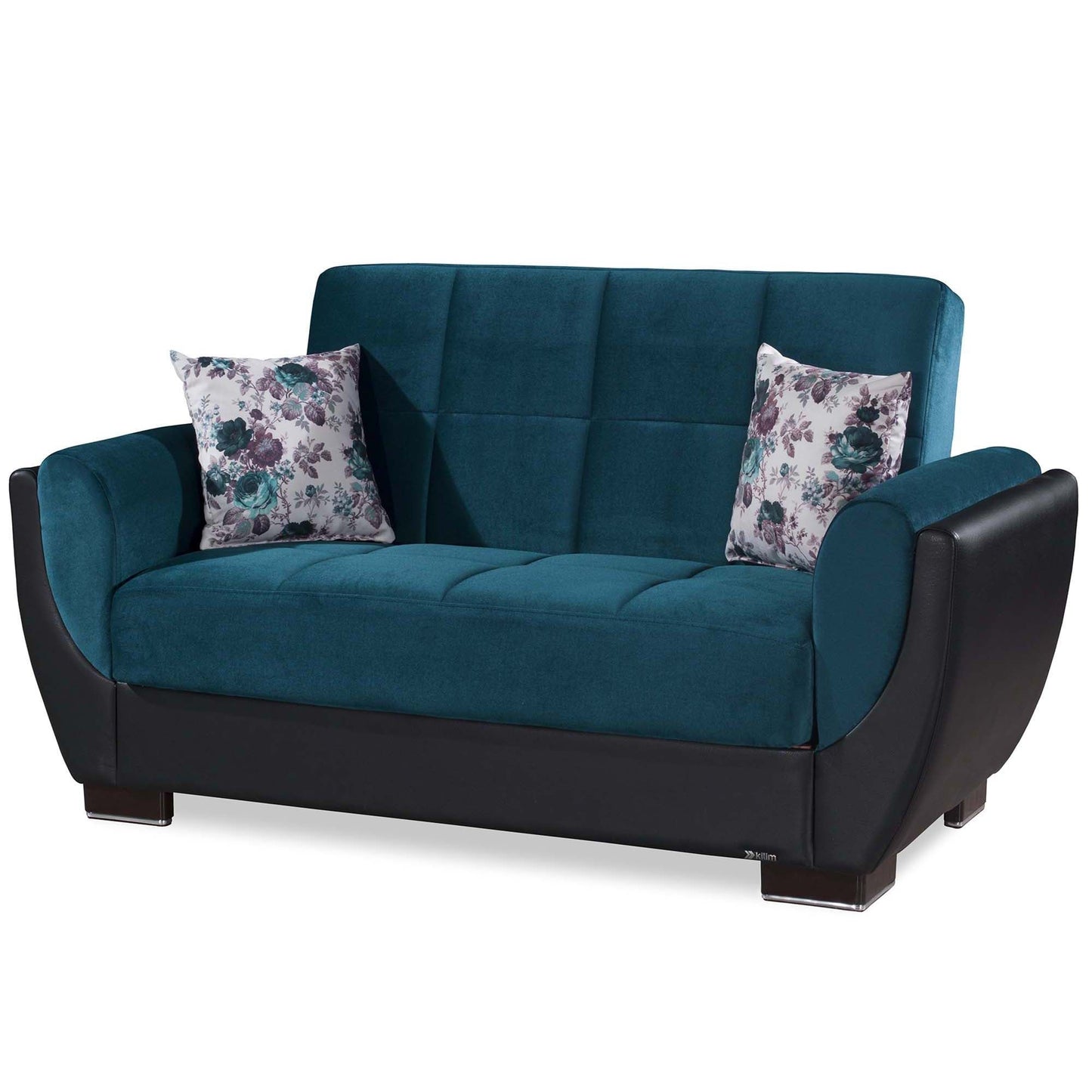 Armada Air Upholstered Convertible Loveseat with Storage Turquoise/Black-PU Microfiber