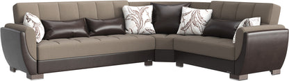 Armada Air Upholstered Convertible Sectional with Storage Beige/Brown-PU Chenille