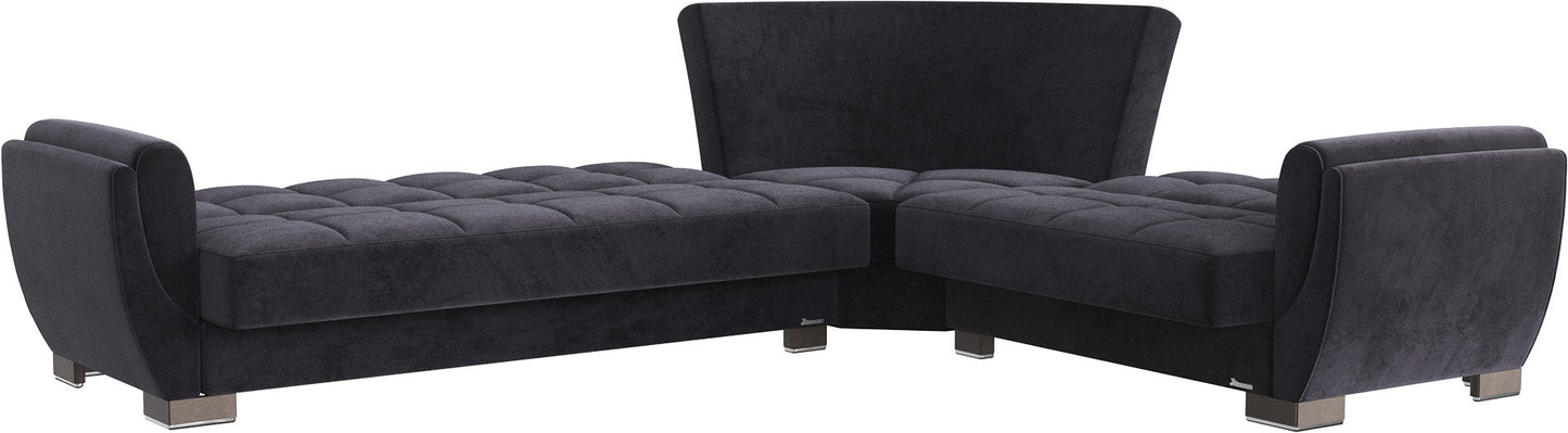 Armada Air Upholstered Convertible Sectional with Storage Black Microfiber