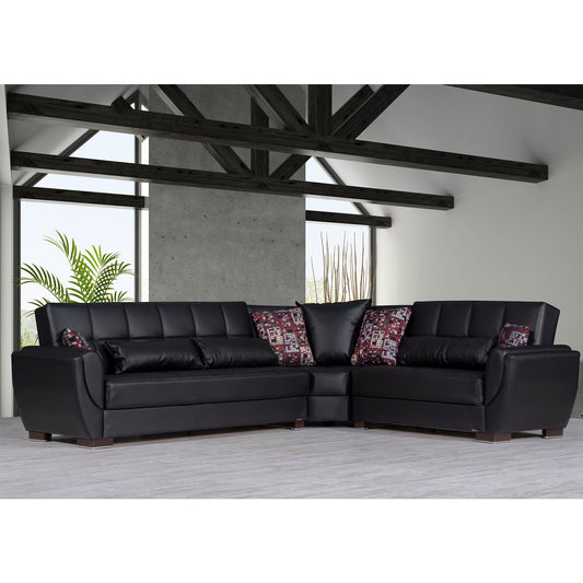 Armada Air Upholstered Convertible Sectional with Storage Black-PU
