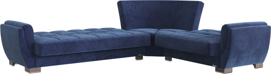 Armada Air Upholstered Convertible Sectional with Storage Blue Microfiber