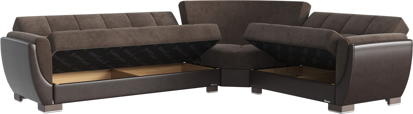 Armada Air Upholstered Convertible Sectional with Storage Brown/Brown-PU Microfiber