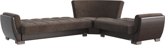 Armada Air Upholstered Convertible Sectional with Storage Brown/Brown-PU Microfiber