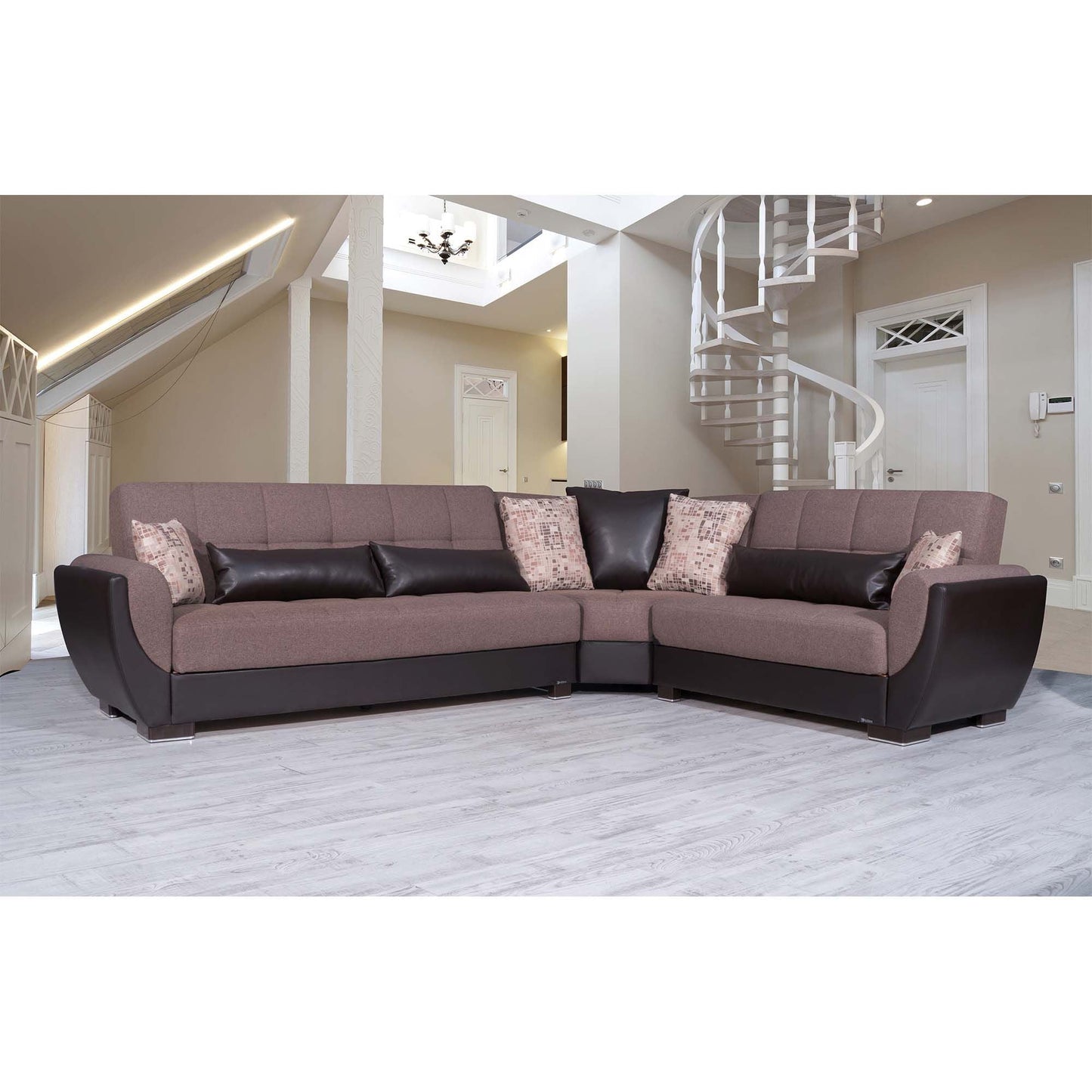 Armada Air Upholstered Convertible Sectional with Storage Brown/Brown-PU Polyester