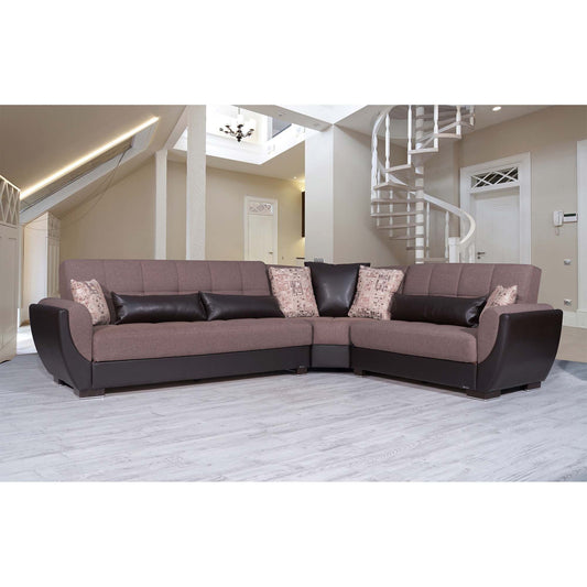 Armada Air Upholstered Convertible Sectional with Storage Brown/Brown-PU Polyester