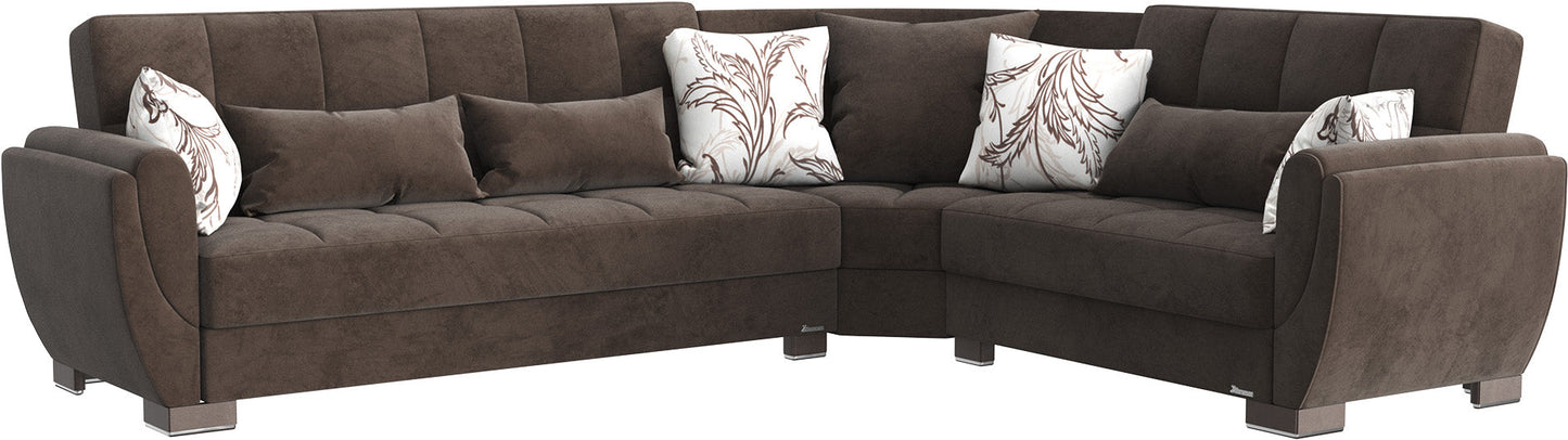 Armada Air Upholstered Convertible Sectional with Storage Brown Microfiber