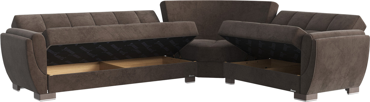 Armada Air Upholstered Convertible Sectional with Storage Brown Microfiber