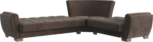 Armada Air Upholstered Convertible Sectional with Storage Brown Microfiber