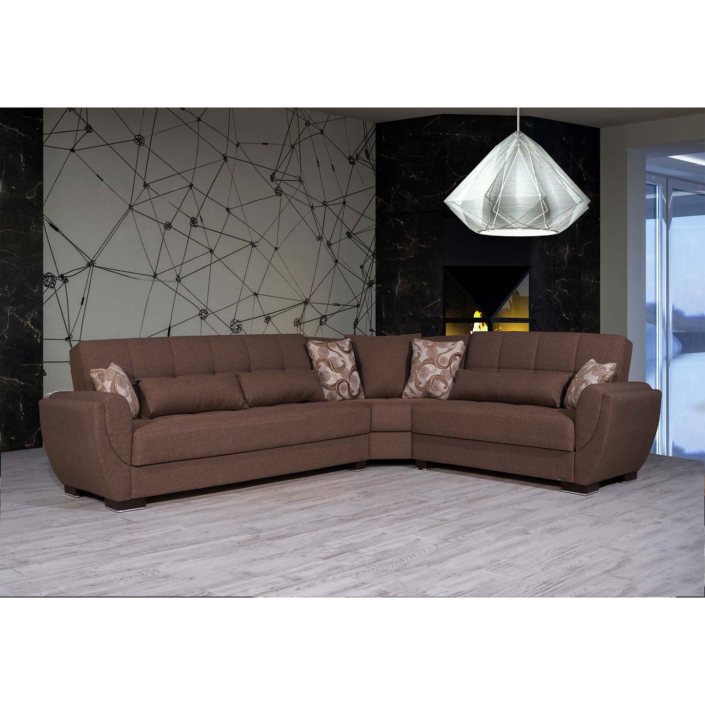 Armada Air Upholstered Convertible Sectional with Storage Brown Polyester