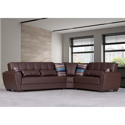 Armada Air Upholstered Convertible Sectional with Storage Brown-PU