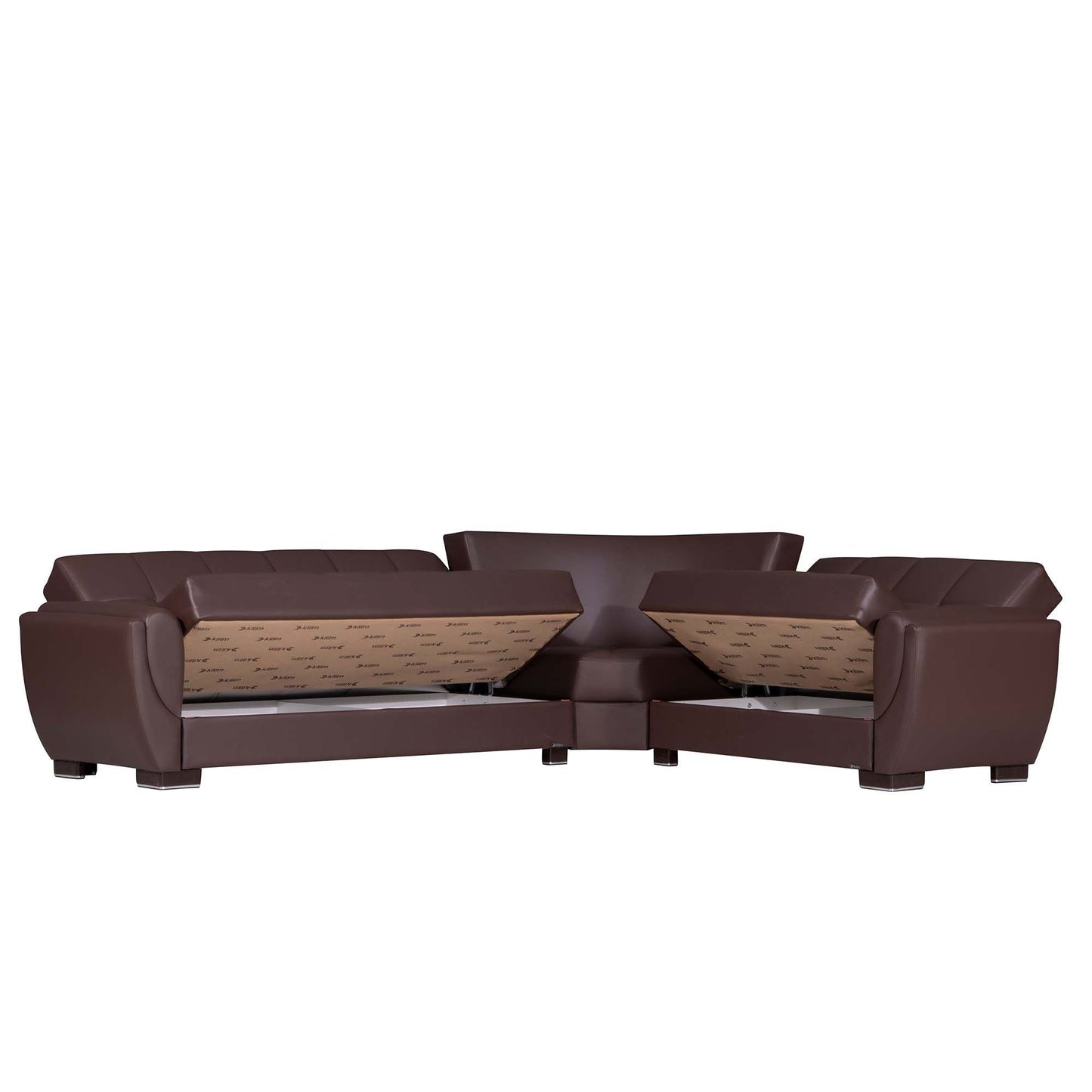 Armada Air Upholstered Convertible Sectional with Storage Brown-PU