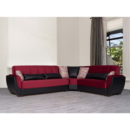 Armada Air Upholstered Convertible Sectional with Storage Burgundy/Black-PU Microfiber