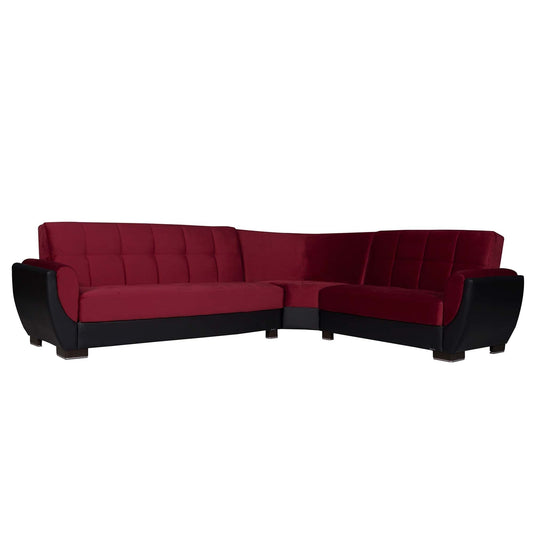 Armada Air Upholstered Convertible Sectional with Storage Burgundy/Black-PU Microfiber