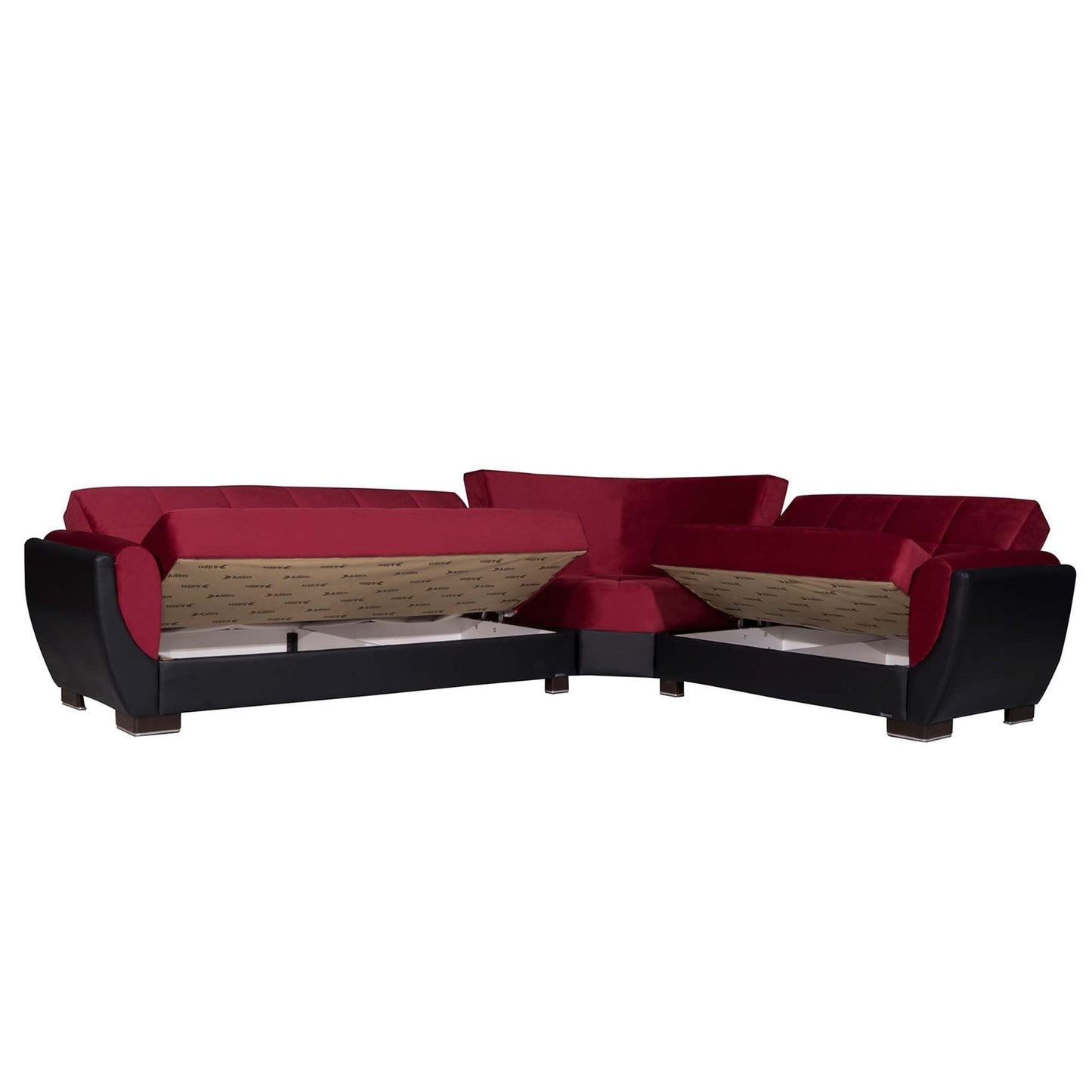 Armada Air Upholstered Convertible Sectional with Storage Burgundy/Black-PU Microfiber