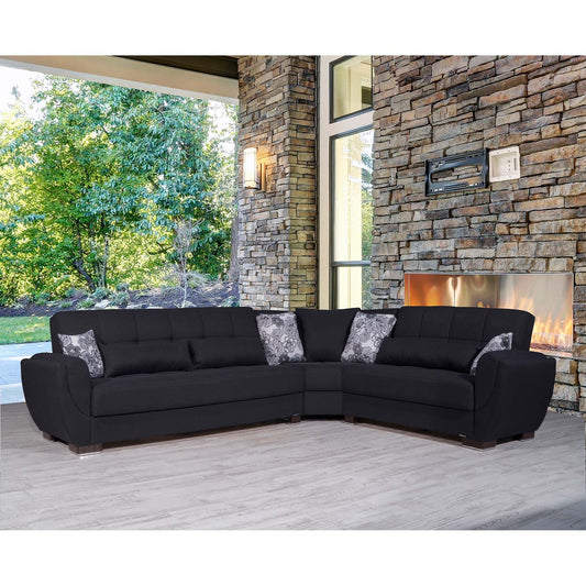 Armada Air Upholstered Convertible Sectional with Storage Dark Blue Polyester