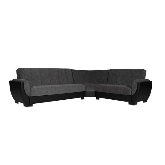 Armada Air Upholstered Convertible Sectional with Storage Grey/Black-PU Chenille