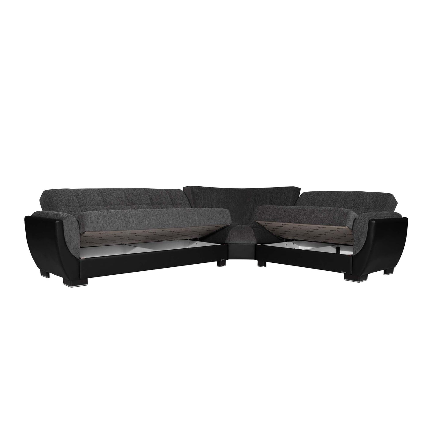 Armada Air Upholstered Convertible Sectional with Storage Grey/Black-PU Chenille